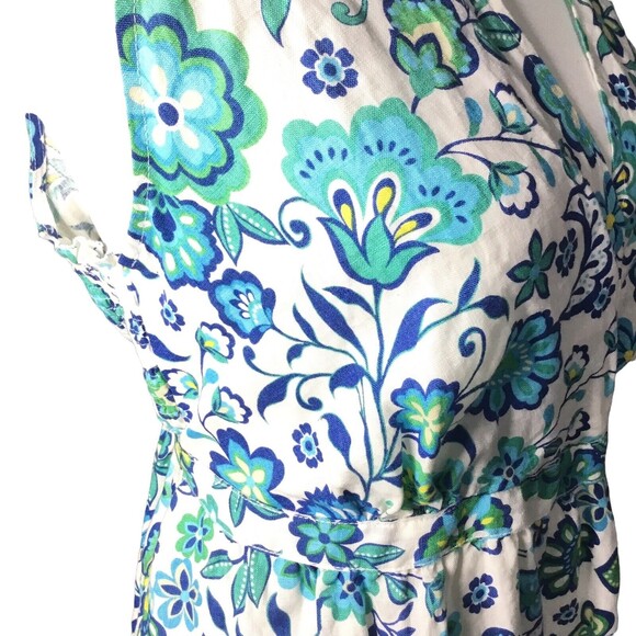 NWT Motherhood Maternity Linen  Sleeveless Cross Tank Top Floral Blue Size XL - Picture 4 of 12